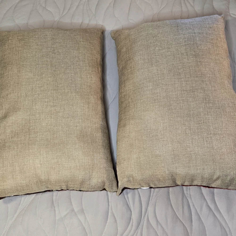 Set Of 2‎ Holiday Throw Pillows With Snowmen Joy, 17×12